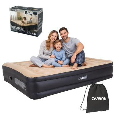 Queen Air Mattress w/Built-in-Pump, 18.5" High Raised Air Mattress | CloudCoil Inflatable Air Bed with Storage Bag, Flocked Top Blow Up Mattress for Home Guest Use, Portable Bed Camping Mattress