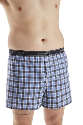 Hanes Men's 4 Pack FreshIQ Cotton Woven Boxer, Assorted, Small