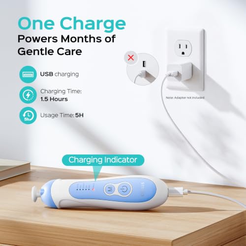 COSLUS C52 Baby Nail Trimmer Rechargeable, CPC Certified & Quiet, Baby Blue