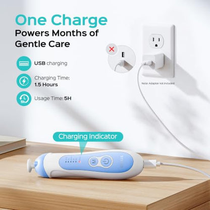 COSLUS C52 Baby Nail Trimmer Rechargeable, CPC Certified & Quiet, Baby Blue