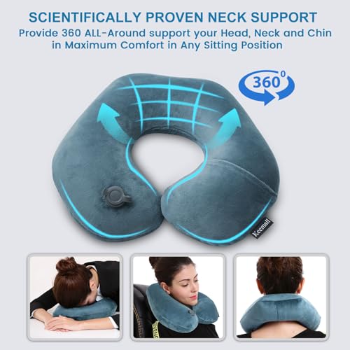 Keemall Portable Inflatable Travel Neck Pillow for Airplane, Car & Office