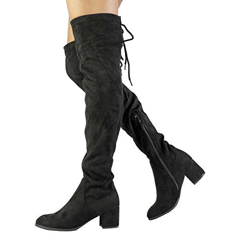 DREAM PAIRS Women's Over the Knee Thigh High Boots,Black,6
