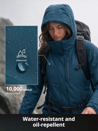 CAMELSPORTS Women's Waterproof Snow Ski Jakcet Fleece Warm Winter Coat Hooded Windproof Insulated Snowboarding Jacket