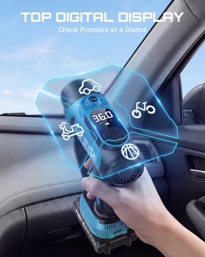 SEESII 2-in-1 Tire Inflator & Car Vacuum with 2×2000mAh Batteries