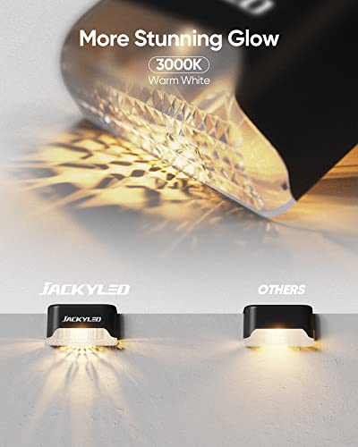 JACKYLED Solar Deck Lights, 16 Pack IP65 Waterproof Solar Fence Step Light