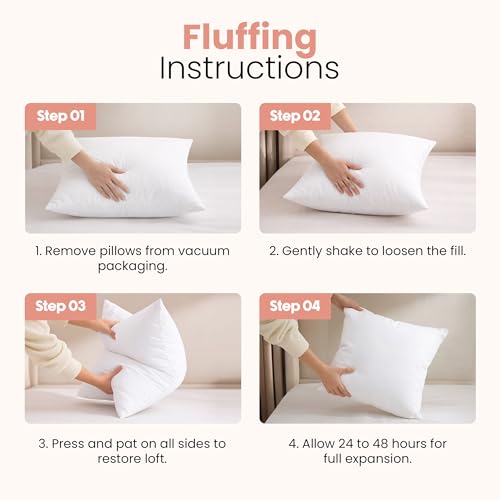 Utopia Bedding Throw Pillows Insert (Pack of 2, White) - 18 x 18 Inches Bed and Couch Pillows - Indoor Decorative Pillow