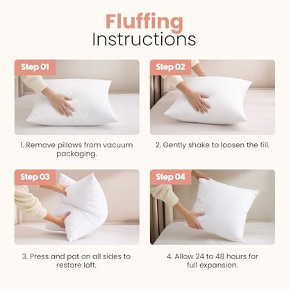 Utopia Bedding Throw Pillows Insert (Pack of 2, White) - 18 x 18 Inches Bed and Couch Pillows - Indoor Decorative Pillow