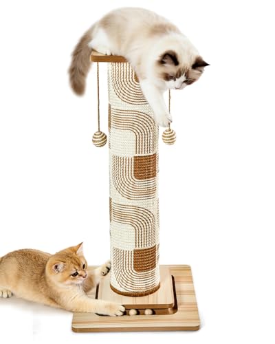 Odoland 31" Tall Cat Scratching Post, Cat Scratcher with Replaceable Pad