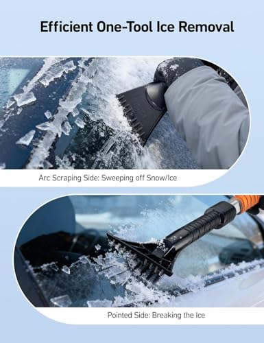 AstroAI 47.2" Extendable 360° Snow Brush for Car Ice Scraper Windshield