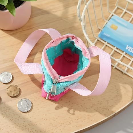 3-Pack Mini Coin Purse for Women – Nylon Cute Wallet for Coins – Compact Macaron Color, Ideal for Daily Use (Purple+Pink+Brown)