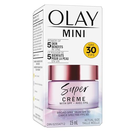 Olay Super Cream with Sunscreen SPF 30, Ultra Lightweight Face Moisturizer with Vitamin C, Hyaluronic Acid, Niacinamide, Vitamin E, and Collagen Peptide, 15 mL