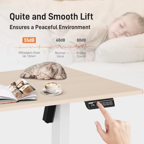 IMHome Standing Desk, 47x24 Inch Height Adjustable Electric Desk, Ivory