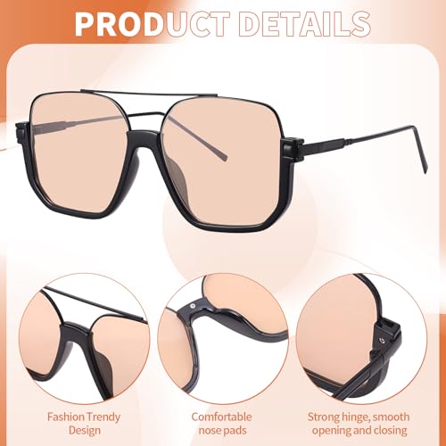 scenicamp 4Pcs Retro Oversized Aviator Sunglasses for Women Square Aviators