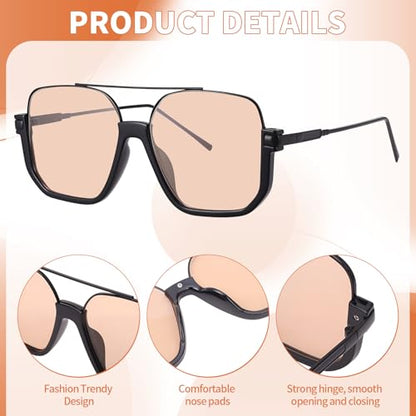 scenicamp 4Pcs Retro Oversized Aviator Sunglasses for Women Square Aviators
