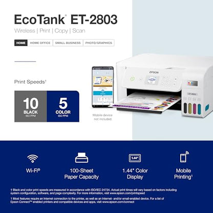 Epson EcoTank ET-2803 Wireless Color All-in-One Supertank Printer