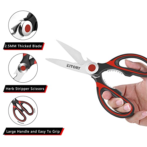 Kitory Premium Kitchen Shears 2-Pack Kitchen Scissors Ultra Sharp Shears, Heavy Duty Scissors with Sheath Multi-Function Food Scissors for Poultry, Fish, Vegetables, Herbs, BBQ, Chicken, 2023 Gifts