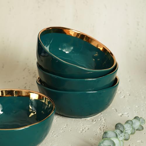 Stone Lain Gold Halo Porcelain Dinnerware Set, Service for 4, Green