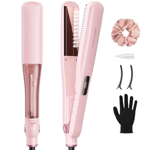 Wavytalk Steam Hair Straightener, Steam Sesh Flat Iron with Detachable Comb