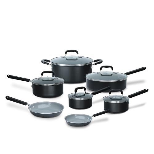 Cuisinart PURELYCERAMIC 12-Piece Pots and Pans Set, Black (55IC-12BKC)