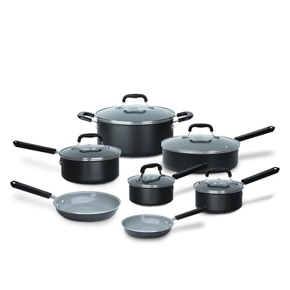 Cuisinart PURELYCERAMIC 12-Piece Pots and Pans Set, Black (55IC-12BKC)