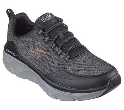 Skechers Men's D'lux Walker 2.0 Steadyway Sneaker, Black/Charcoal, 10