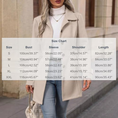 Women's Winter Pea Coat Single Breasted Dressy Trench Coats with Pockets