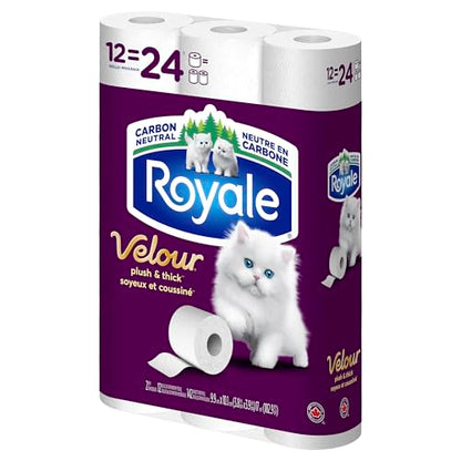 Royale Velour Toilet Paper, 12 Equal 24 Rolls, 142 Bathroom Tissues per roll