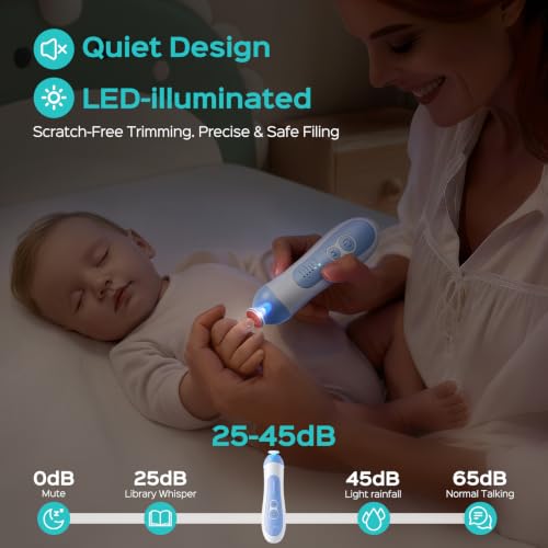 COSLUS C52 Baby Nail Trimmer Rechargeable, CPC Certified & Quiet, Baby Blue