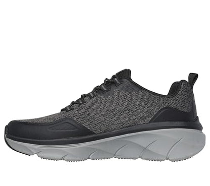 Skechers Men's D'lux Walker 2.0 Steadyway Sneaker, Black/Charcoal, 10