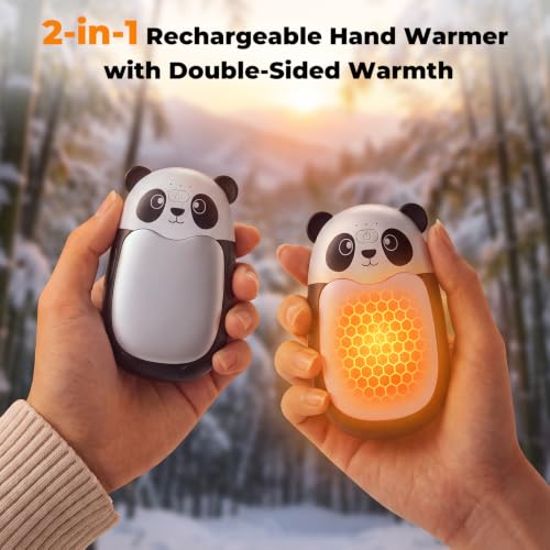 FANDLISS Hand Warmers Rechargeable, 4000mAh AI Heat 2 Pack Blackwhite