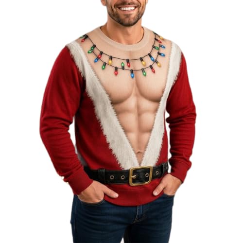 Christmas Ugly Sweaters for Men Funny Xmas Pullover Sweatshirts