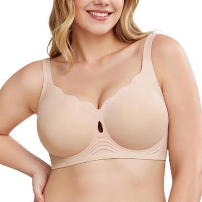 UIMERO Jelly Wireless Bra for Women Wave Neck Seamless Comfortable Gel Bras | No Underwire Comfortable Bra, Everyday Sleeping T-Shirt Bra, Criss-Cross Back, Semi-fixed Cups, Seamless & Invisible