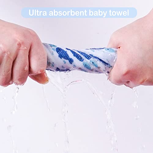 softan Baby Washcloths, 24Pack Baby Towels and Washcloths Extra Soft & Ultra Absorbent, Face Towel Unisex for Boys Girls Face & Body, Washclothes Gentle on Sensitive Skin, 9''X 9''- Blue Whale