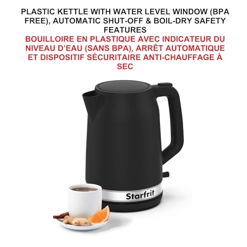 Starfrit Electric Kettle, 1.7L, 1500W, Auto Shut-Off, Black
