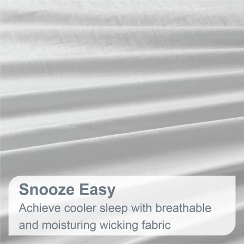 Swift Home Luxury Duvet Cover Set, Ultra Soft, Wrinkle Resistant, All Season Bedding with Zipper Closure & Corner Ties, Easy Care with 1 Duvet Cover,2 Pillow Sham (Double/Queen, White)