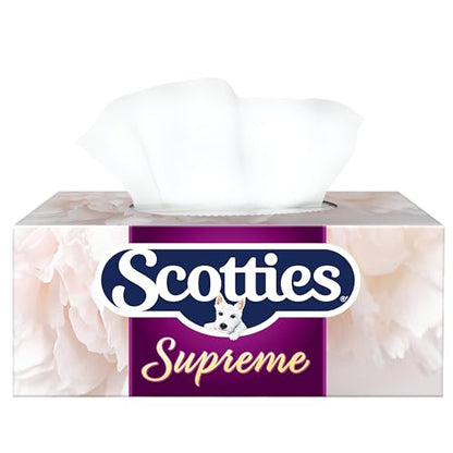 Scotties Supreme 3 Ply Soft & Strong Facial Tissue, Hypoallergenic and Dermatologist Tested, 6 Boxes, 81 Tissues per Box