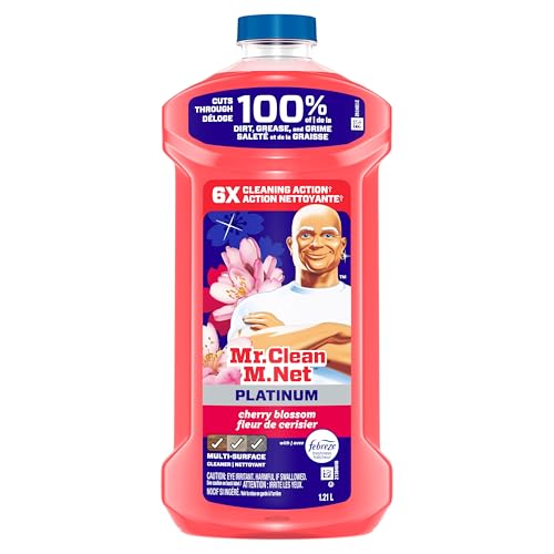 Mr. Clean All Purpose Cleaner, Mop Soap, Floor Cleaner for Mopping Home, Bathroom, & Kitchen, Cleaning Liquid for Mop & Bucket, Cherry Blossom, 4.8L (pack of 4)