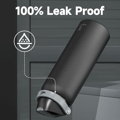 40 oz Insulated Water Bottle for Sports: Meoky Stainless Steel Water Bottle with 2-in-1 Straw and Spout Lid - Leak Proof, Cold for 24 Hours, Protective Silicone Base, BPA-Free for Gym, Night