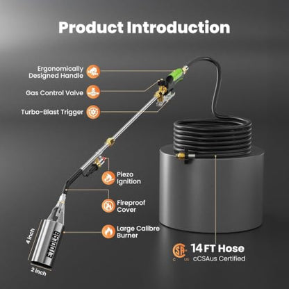 etoolab Propane Torch Weed Burner with 14FT Safety Hose, 1,800,000 BTU