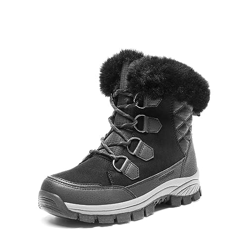DREAM PAIRS Women's Waterproof Winter Snow Boots,Black,5 | Non-Slip,Warm Cozy Fur,Comfortable,Insulated,Cushioned Insole,Lace Up,for Outdoor Hiking and Daily Walking