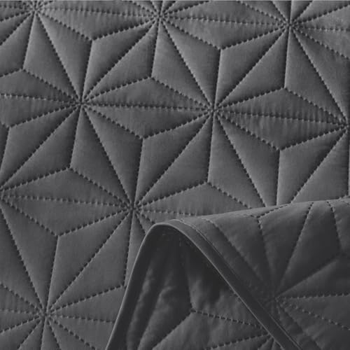 Whale Flotilla Soft King Quilt Bedding Set Lightweight Bedspread | Grey Microfiber Breathable Quilts, Modern Comforter Set Coverlet for All Seasons with 2 Pillow Shams, 96x104 Inch