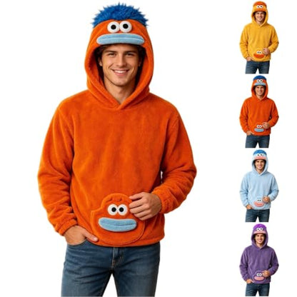 Big Mouth Monster Hoodie Adult Men Fuzzy Sherpa Pullover Halloween Costumes