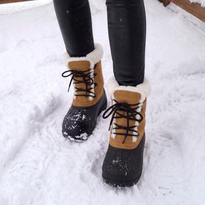 DREAM PAIRS Women's Waterproof Winter Snow Boots,Chestnut,9
