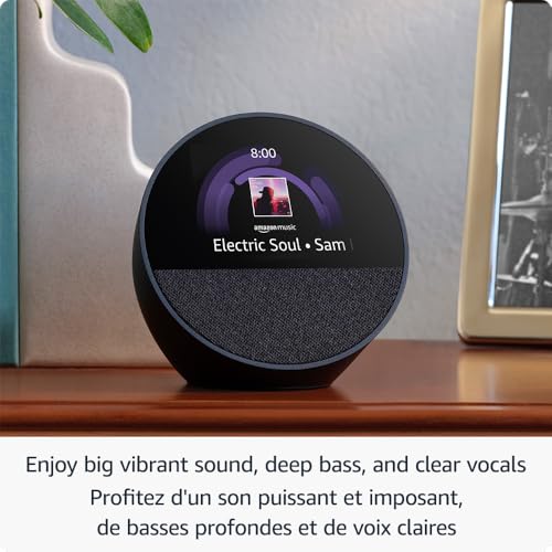 Amazon Echo Spot (newest model), Great for nightstands, offices and kitchens, Smart alarm clock, Designed for Alexa+, Glacier White