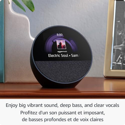 Amazon Echo Spot (newest model), Great for nightstands, offices and kitchens, Smart alarm clock, Designed for Alexa+, Glacier White