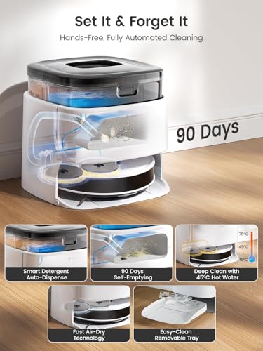 Lefant M3 Robot Vacuum and Mop,12000Pa Suction Smart Obstacle Avoidance,Zero-Tangling,Self-Washing & Drying, Self-Emptying,Dual Spinning Mop for Pet Hair Dust
