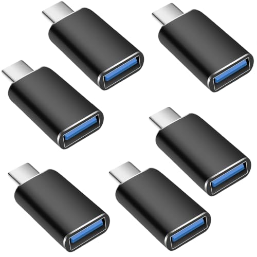 USB C to USB Adapter Combo 6-Pack, 10Gbps,Black | Compatible with iPhone 17/16/15, MacBook & iPad, Samsung Galaxy Compatible, Apple Watch Compatible, Type-C Dual Direction