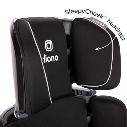 Diono Connect3 R 2-in-1 High Back Booster, Slim Fit 3-across in Many Mid-Sized Sedans and SUVs, For Children from 40-120 lbs., Lightweight with Cupholder, Black Storm