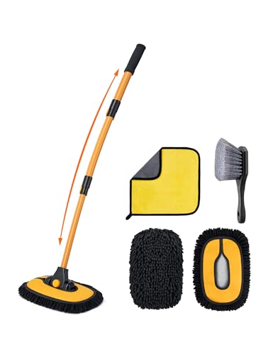AstroAI Car Wash Brush, Long Handle Mop with Rotating Head, Cleaning Kit