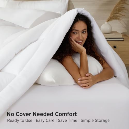 Bedsure Thick Queen Comforter Duvet Insert, Quilt White, 88x88